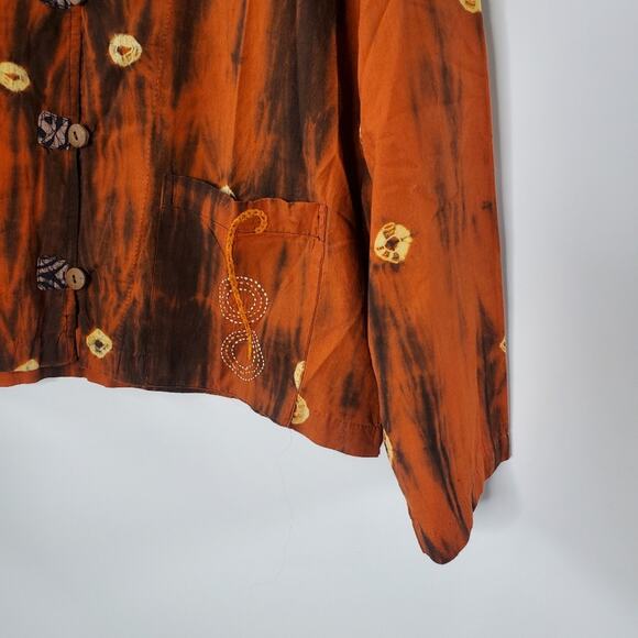 Market Place Not Charity Orange and Black button up lightweight button up - Picture 3 of 6
